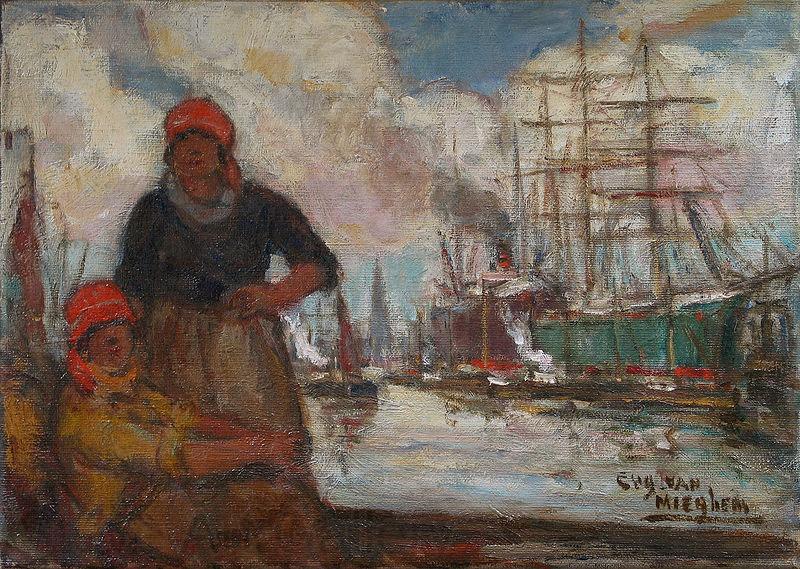 Eugeen Van Mieghem Women of the docks Spain oil painting art
